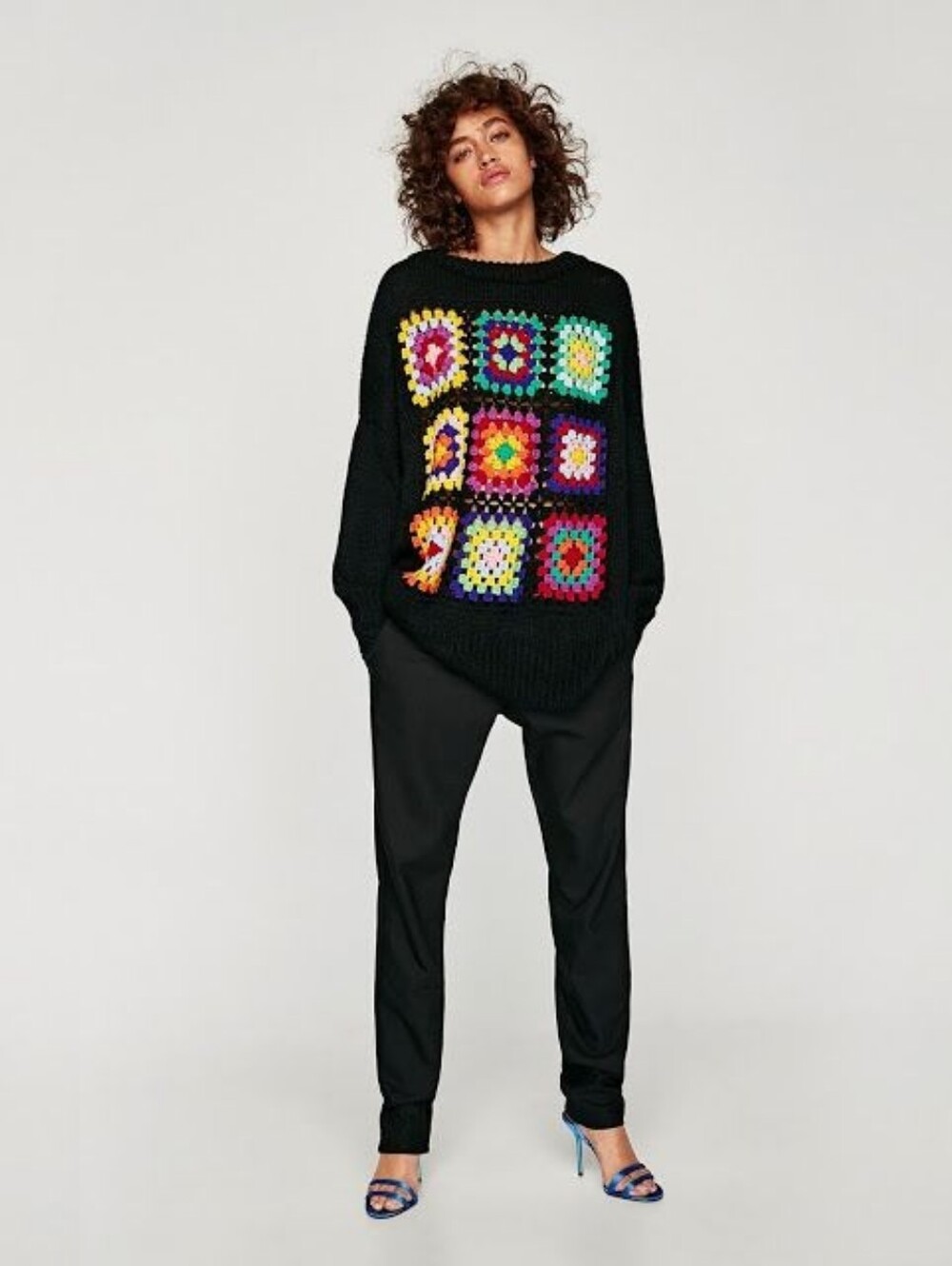 Oversized Crochet Sweater - S